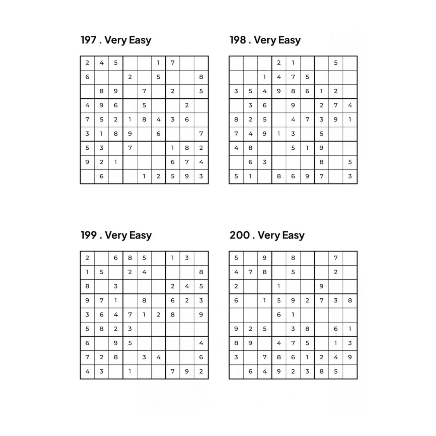 1000 Sudoku Puzzles - 5 DIFFICULTY LEVELS - 4 Per Page - Large Print - Solutions Included