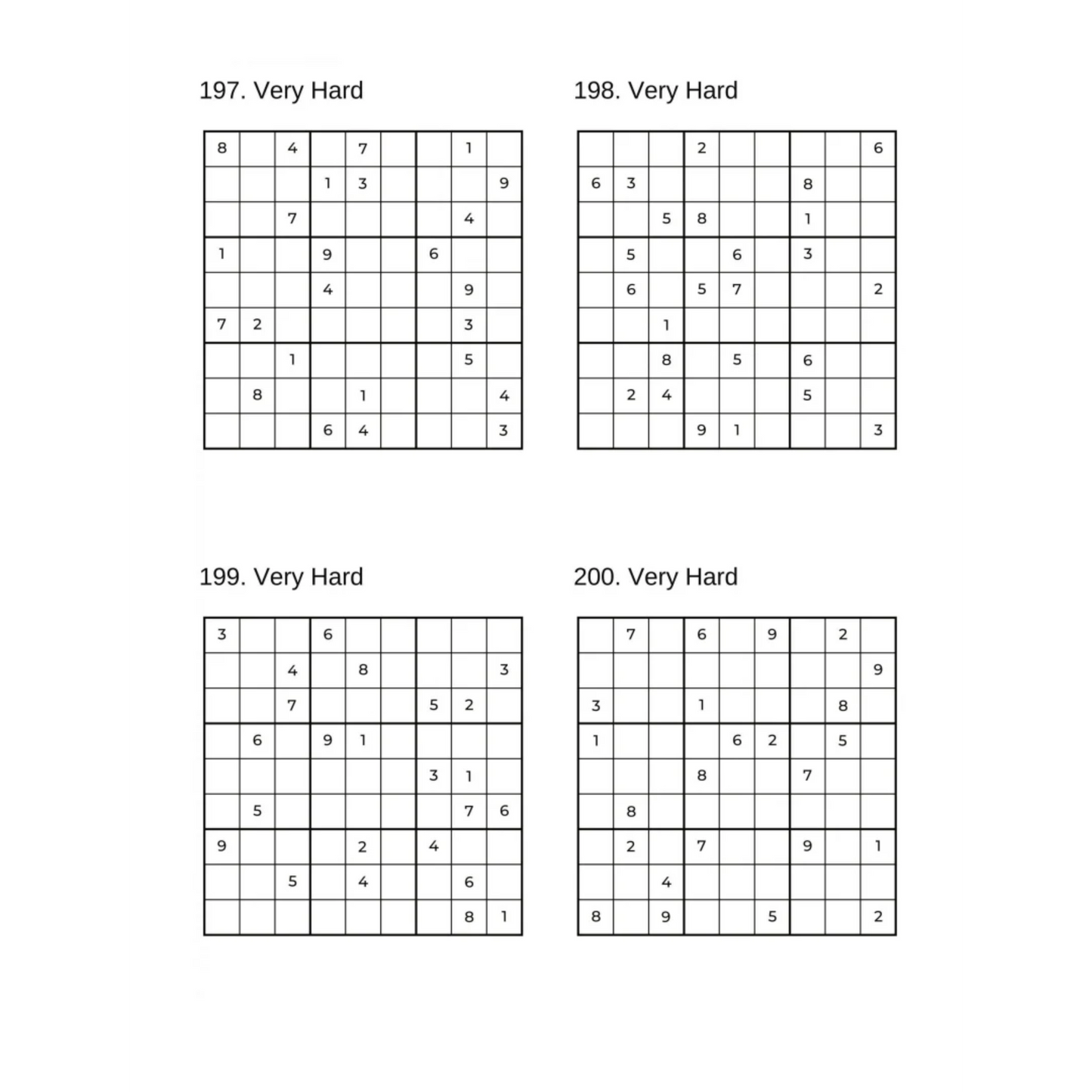 1000 Sudoku Puzzles - 5 DIFFICULTY LEVELS - 4 Per Page - Large Print - Solutions Included