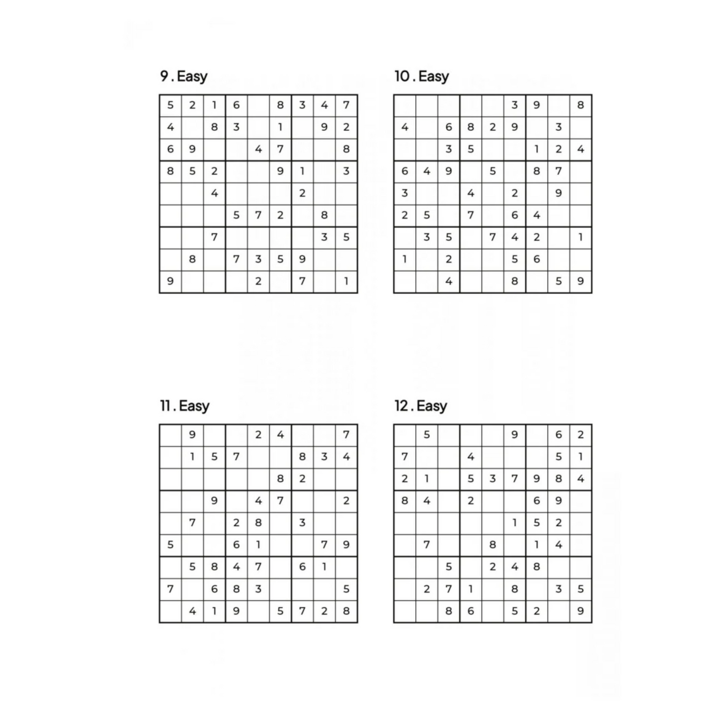 1000 EASY Sudoku Puzzles - 4 Per Page - Large Print - Solutions Included - Great For Beginners