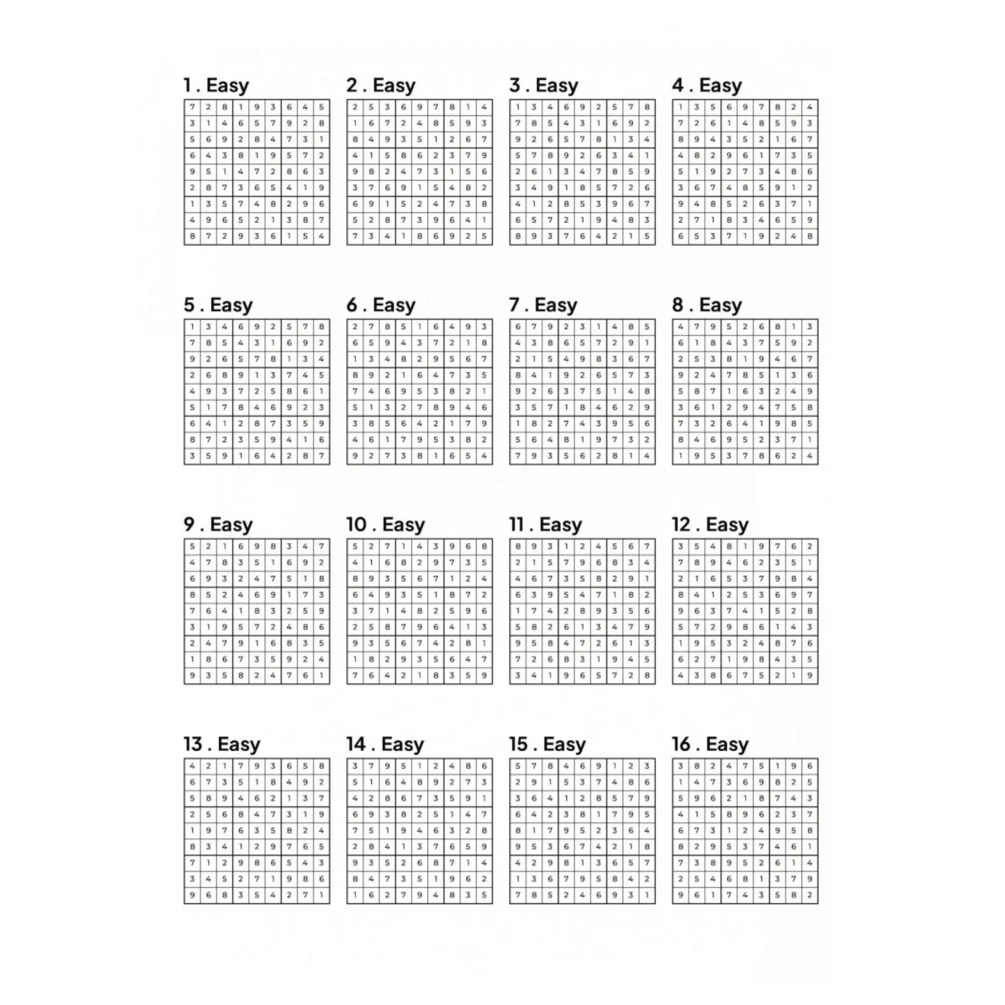 1000 EASY Sudoku Puzzles - 4 Per Page - Large Print - Solutions Included - Great For Beginners