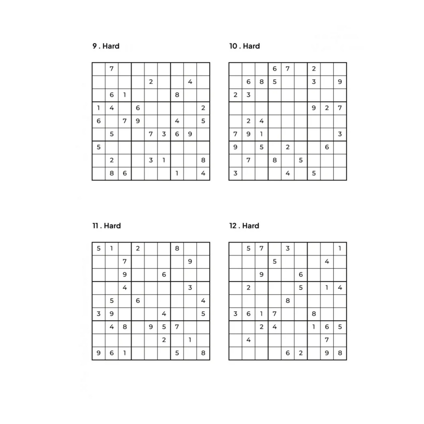 1000 HARD Sudoku Puzzles - 4 Per Page - Large Print - Solutions Included