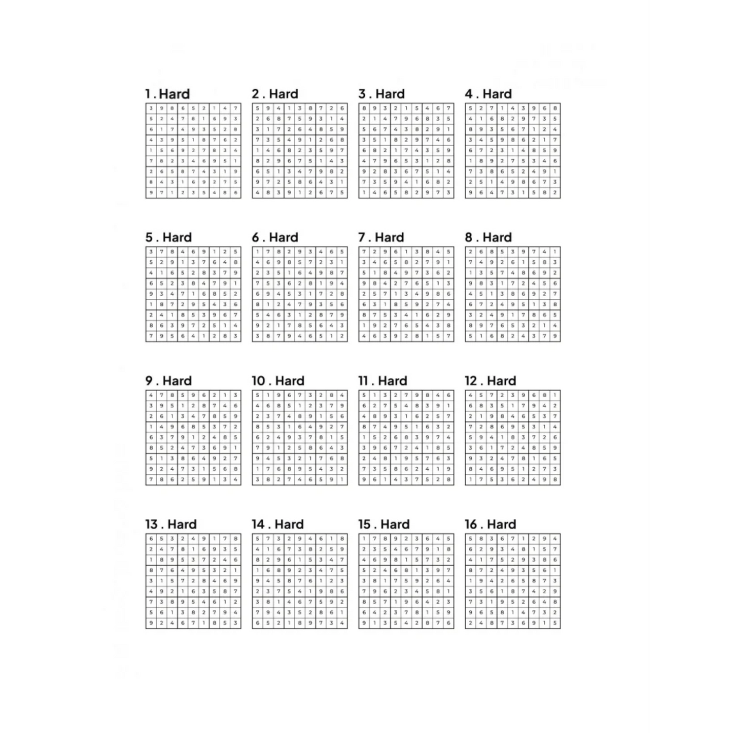 1000 HARD Sudoku Puzzles - 4 Per Page - Large Print - Solutions Included