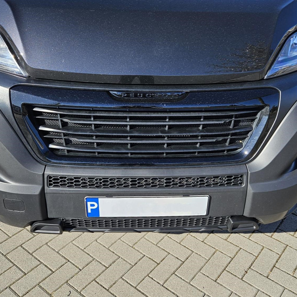 For Peugeot Boxer Bumper Honeycomb Grille | Matte Black Front Styling Upgrade | Non Parking Sensor Version | Van-X