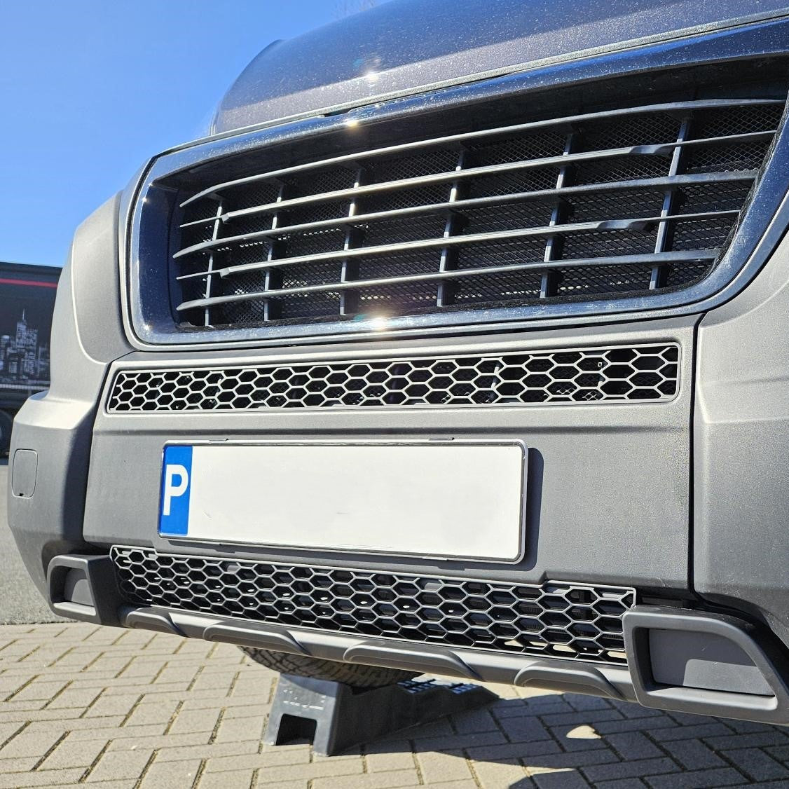 For Citroën Relay Bumper Honeycomb Grille | Matte Black Front Styling Upgrade | Non Parking Sensor Version | Van-X