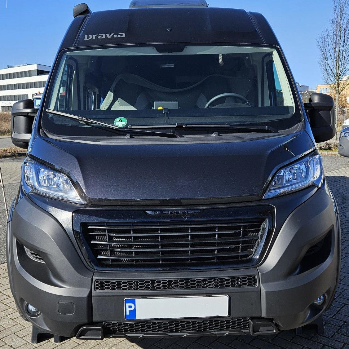 For Peugeot Boxer Bumper Honeycomb Grille | Matte Black Front Styling Upgrade | Non Parking Sensor Version | Van-X
