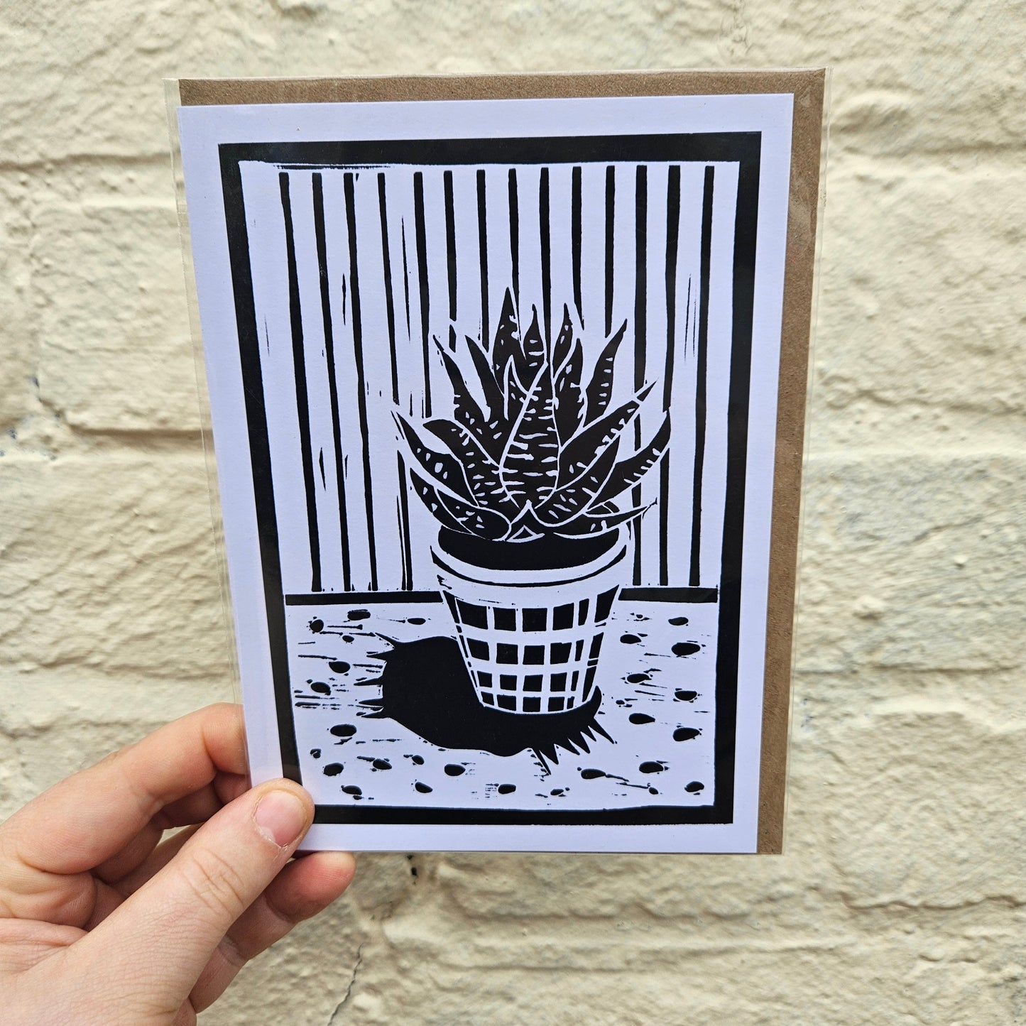 House Plant Linocut Greeting Cards - by EJ Sparkles