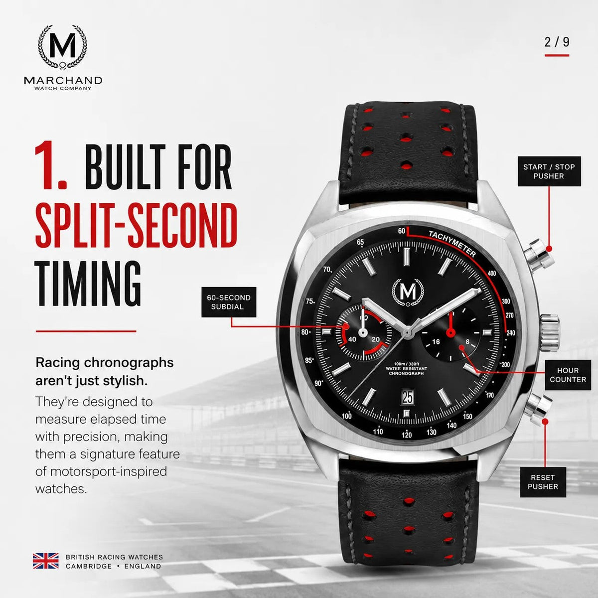 Classic Driver Chronograph, Black And Red Strap