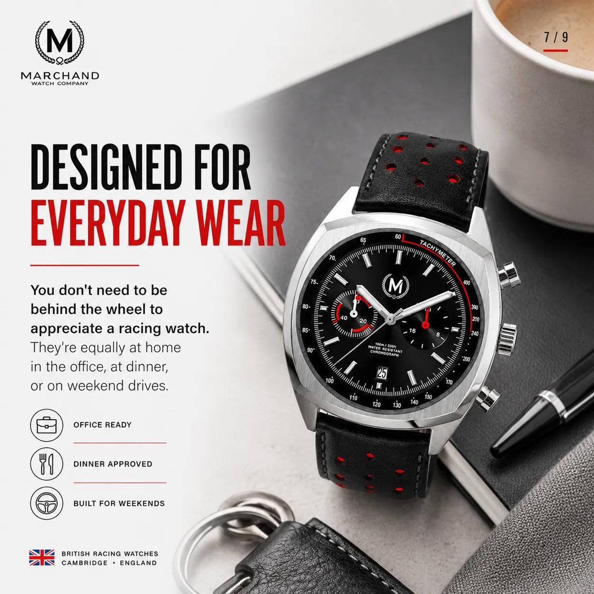 Classic Driver Chronograph, Black And Red Strap