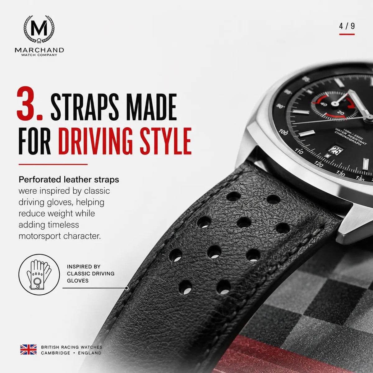 Classic Driver Chronograph, Black And Red Strap