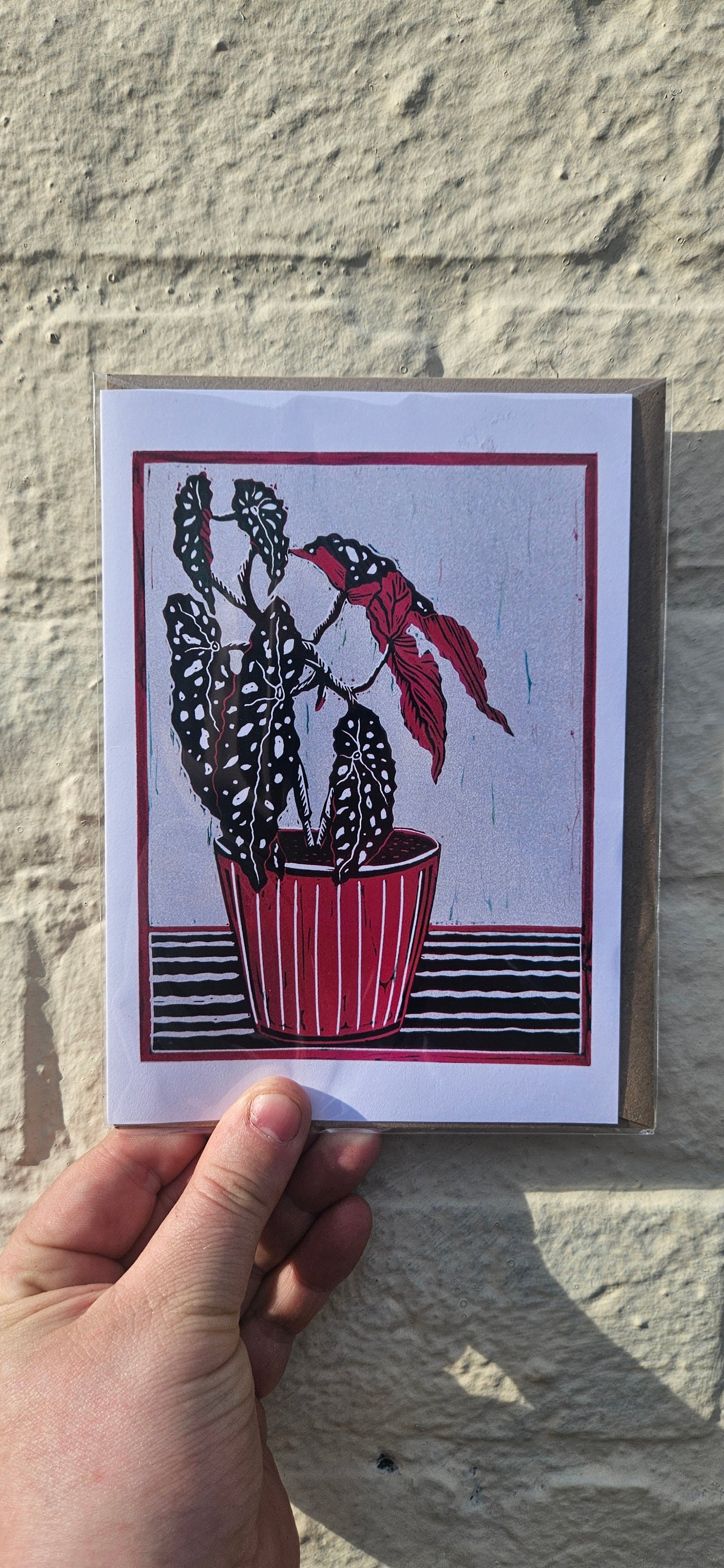 House Plant Linocut Greeting Cards - by EJ Sparkles