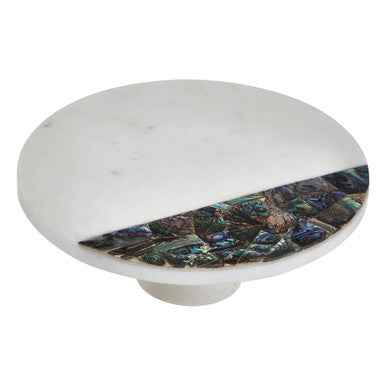 Imogen White Marble And Paua Shell Round Cake Stand