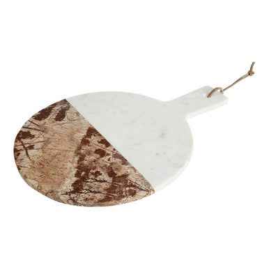Annika White And Brown Marble Round Paddle Board