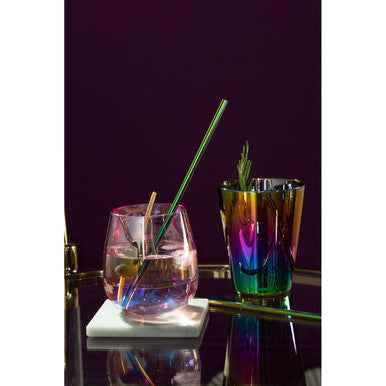 Delphine Set Of 4 White Marble Coasters With Brass Finish Holder