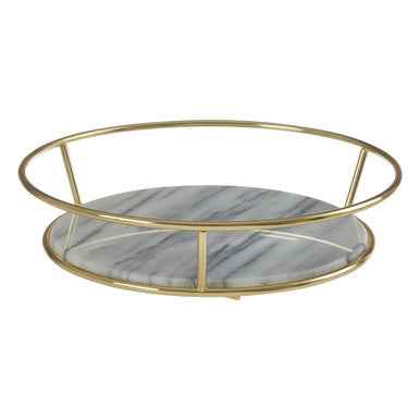 Delphine White Marble And Brass Finish Fruit Basket
