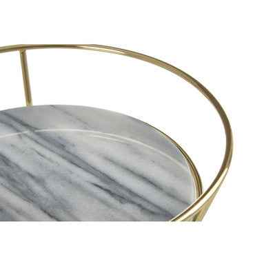 Delphine White Marble And Brass Finish Fruit Basket