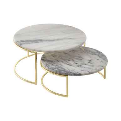 Delphine Set Of 2 White Marble Cake Stands