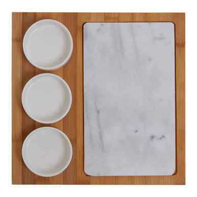 Monzaro 5 Piece White Marble And Ceramic Serving Board