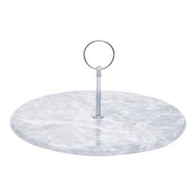 Salerno Grey Marble Cake Stand With Silver Handle