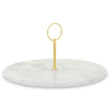 Salerno Grey Marble Cake Stand With Gold Handle