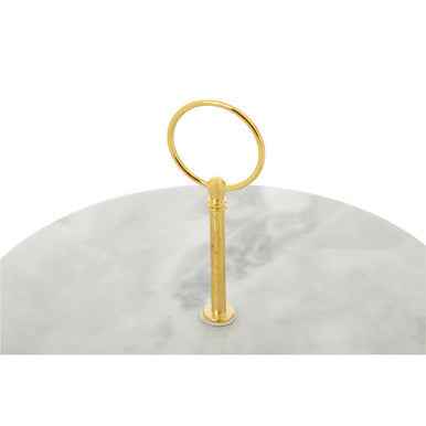 Salerno Grey Marble Cake Stand With Gold Handle
