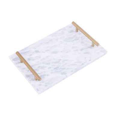 Salerno Grey Marble Serving Board With Gold Handles