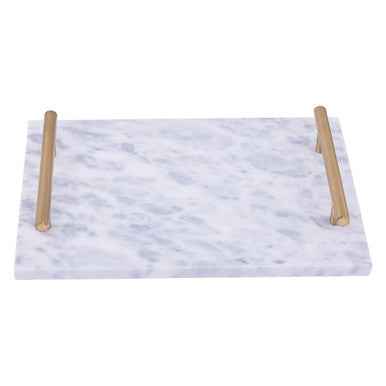 Salerno Grey Marble Serving Board With Gold Handles