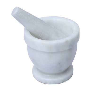 Salerno White Marble Mortar And Pestle Set