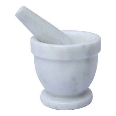Salerno White Marble Mortar And Pestle Set