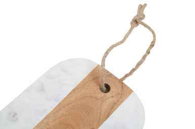 Monzaro Oblong White Marble And Acacia Wood Board