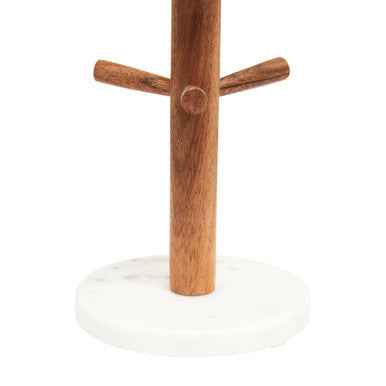 Monzaro Acacia Wood And White Marble Mug Tree