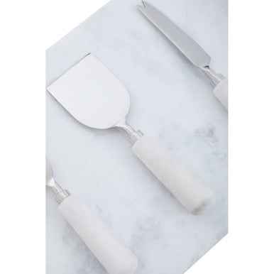 Marina White Marble Cheese Board And Knife Set