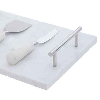 Marina White Marble Cheese Board And Knife Set