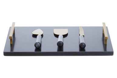 Marina Black And Gold Cheese Board And Knife Set