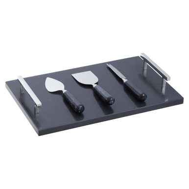 Marina Black Marble Cheese Board And Knife Set