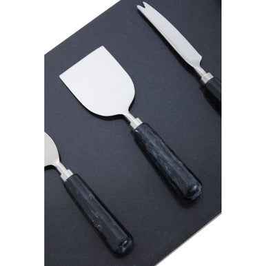 Marina Black Marble Cheese Board And Knife Set