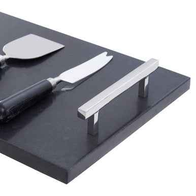Marina Black Marble Cheese Board And Knife Set