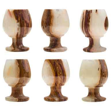 Marmore Set Of Six Onyx Shot Or Liqueur Glasses