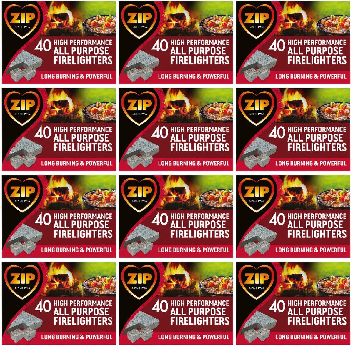 12 x Zip 40 High Performance All Purpose Firelighters