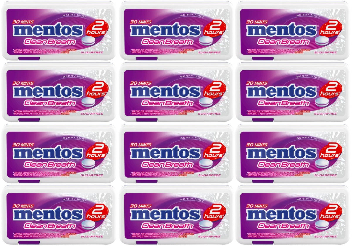 12 x Mentos Clean Breath Berry Mint 21G