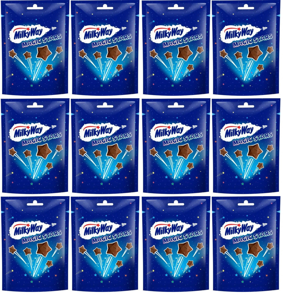 12 x Milky Way Magic Stars Milk Chocolate Bites Pouch Bag 100G