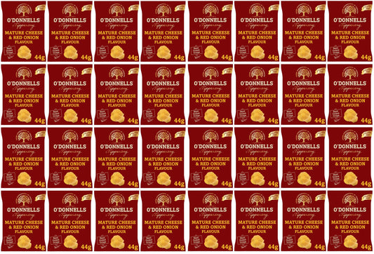 32 x O Donnells Mature Cheese & Red Onion Flavour 44G