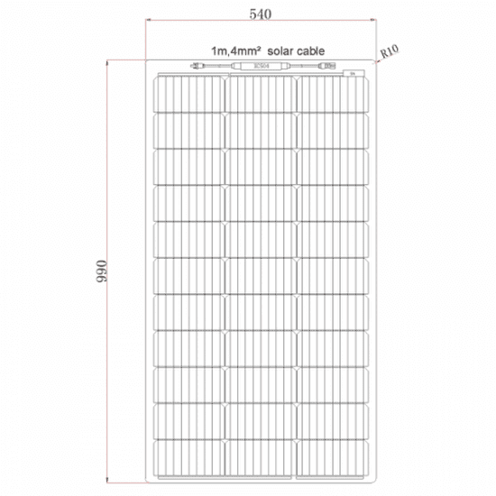 100W SEMI-FLEXIBLE FIBREGLASS SOLAR PANEL WITH DURABLE ETFE COATING