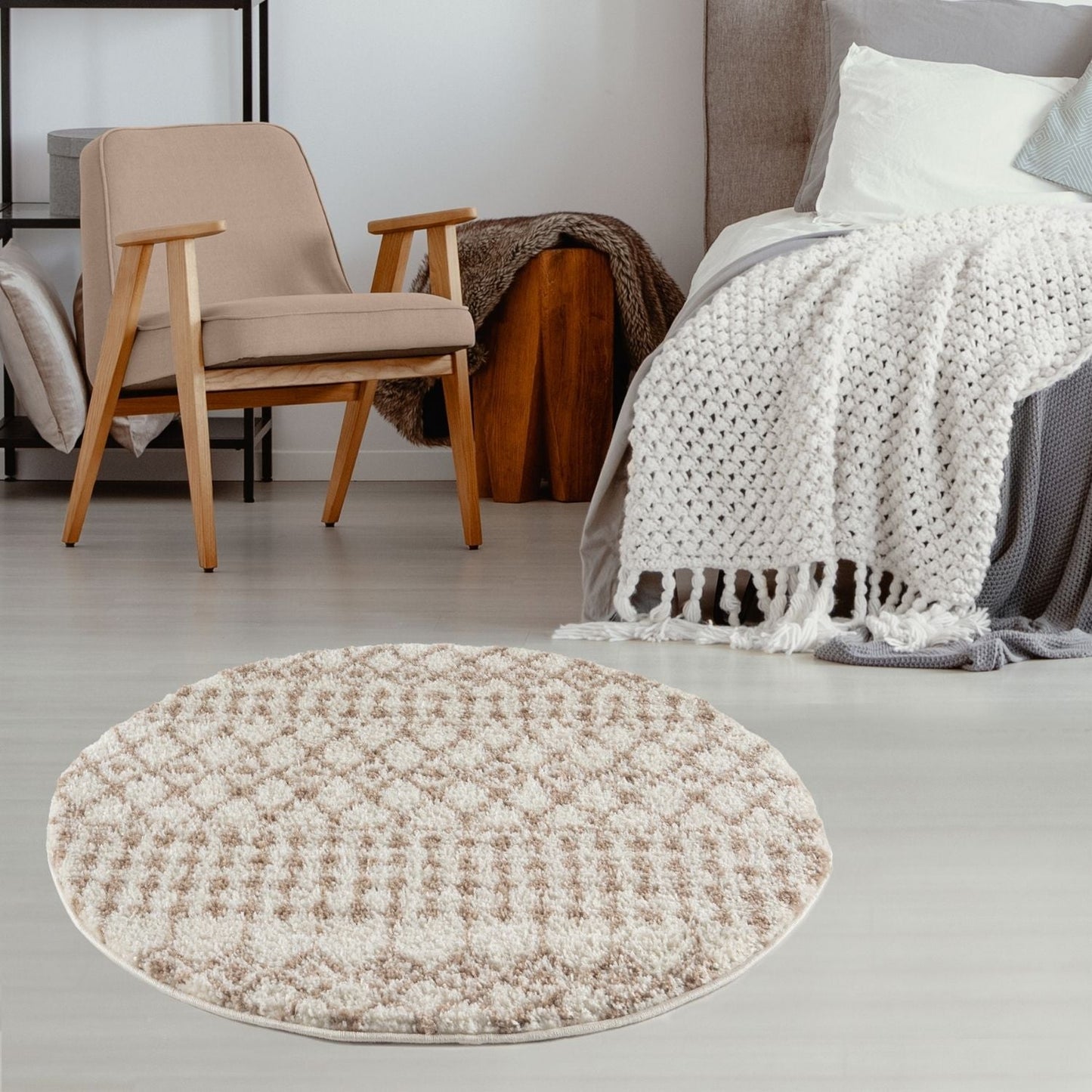 Moroccan Ivory Beige Shaggy Rug | 1030