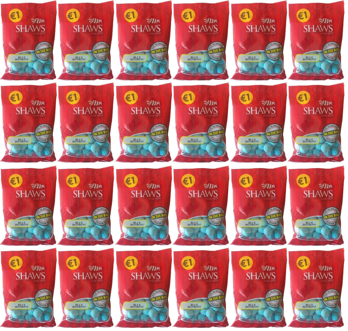 24 x Shaws Blue Bonbons 100Gm