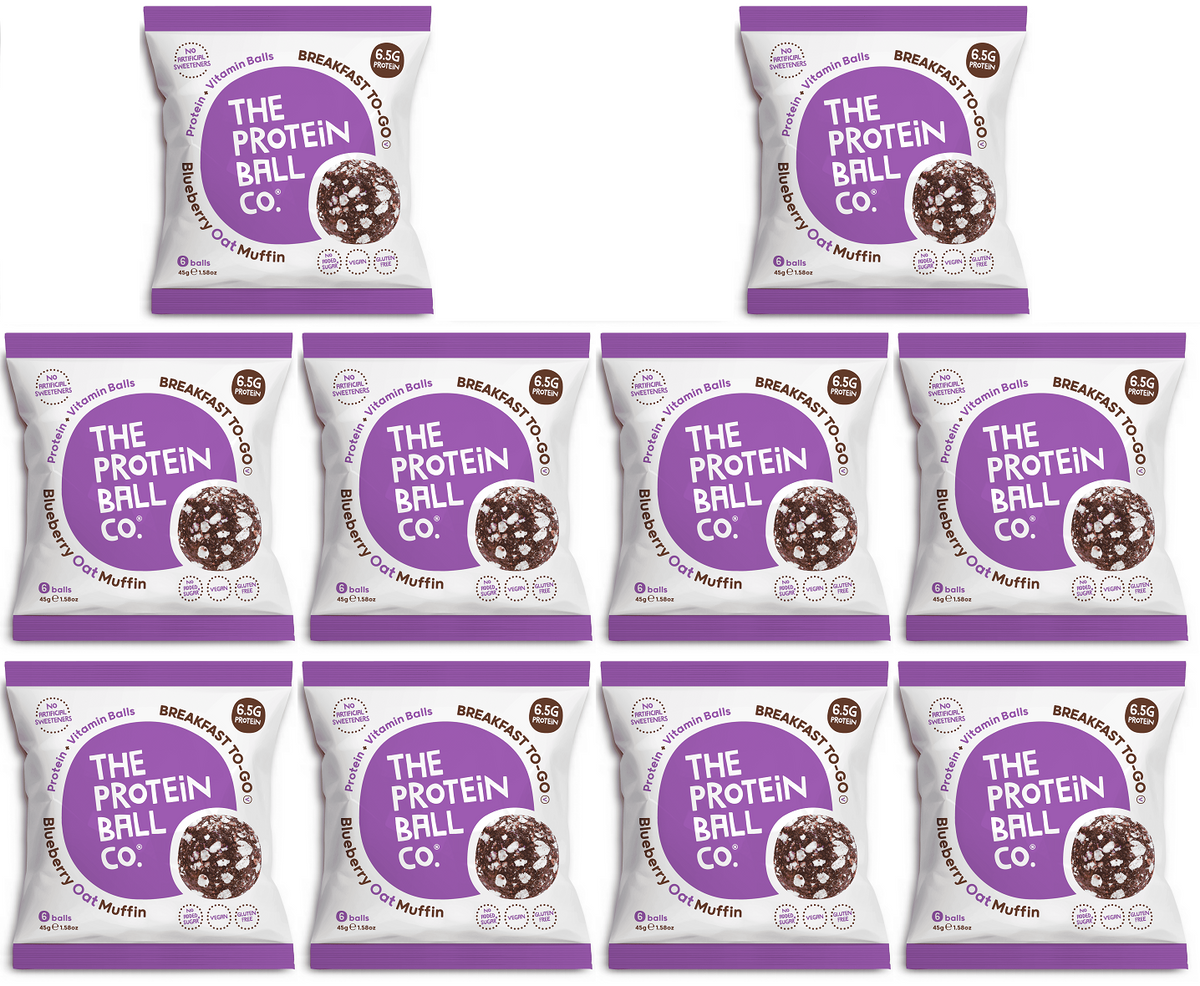 10 x The Protein Ball co Blueberry Oat Muffin Vit Balls - 45g