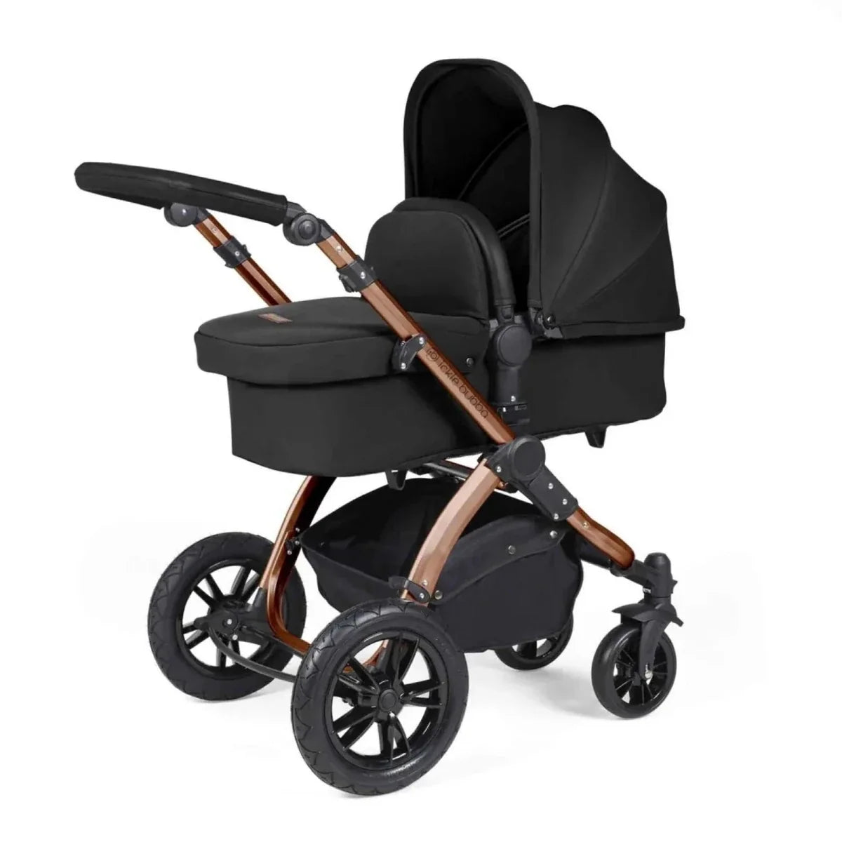Ickle Bubba Stomp Luxe Travel System with i-Size Cirrus Car Seat & ISOFIX Base 12 pcs - Bronze & Midnight & Black