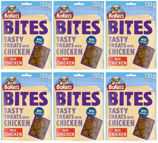 6 x Bakers Bites Tasty Treats With Chicken 130G