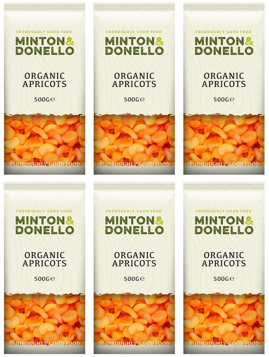 6 x Minton & Donello Organic Apricots - 500g