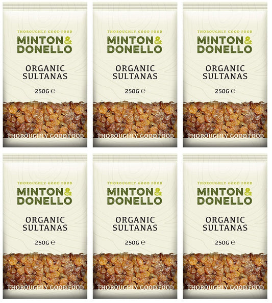 6 x Minton & Donello Organic Sultanas - 250g