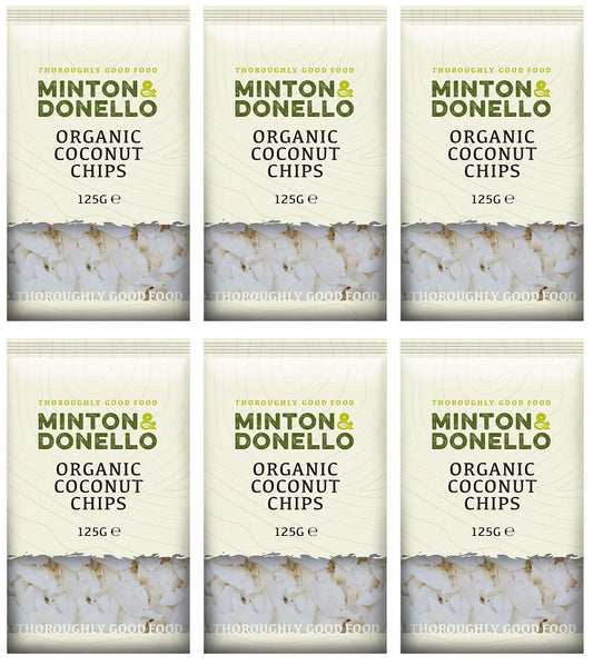 6 x Minton & Donello Organic Coconut Chips - 125g